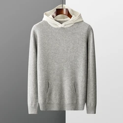 DjzDsm Men's Sweater 100% Pure Wool Knitted Pullover Autumn/Winter Thickened Cashmere Sweater Casual Knitted Loose Men's Tops
