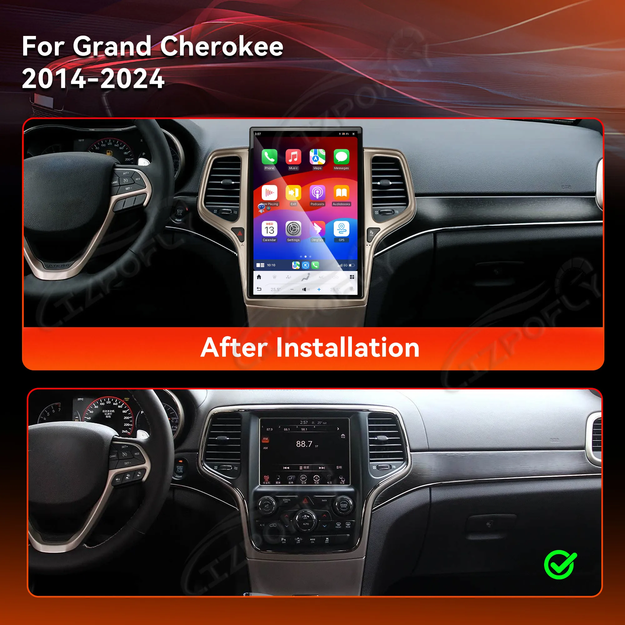 14.5 Inch 8 Core Qualcomm Android Car Multimedia Automotive For Jeep Grand Cherokee 2014~2024 GPS Navi Car Radio DSP Head Unit