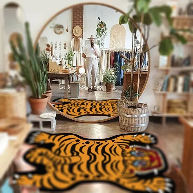 Tijgerkleed Woonkamer Slaapkamer Woondecoratie Amerikaans Retro Tapijt Vintage Cartoon Vloermat Kinderen Nachtkastje Tapijten Dier
