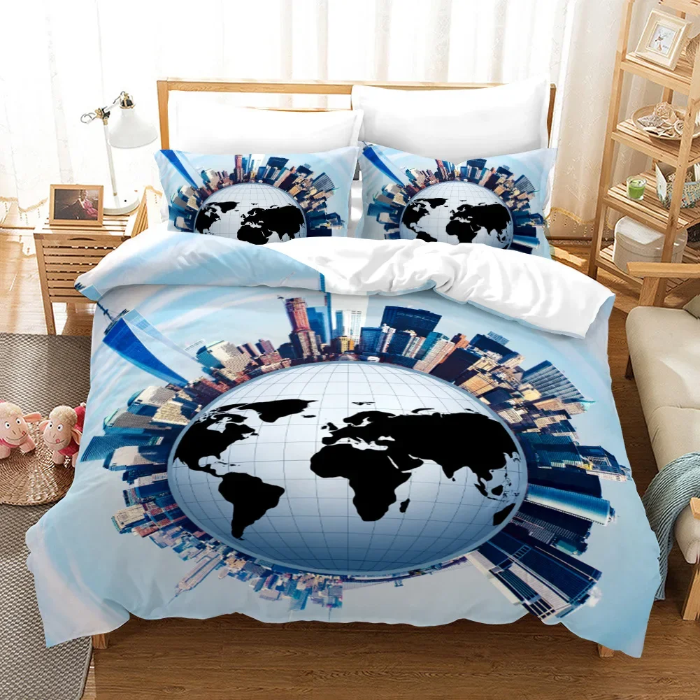 Earth Duvet Cover Set King/Queen Size,Galaxy Outer Space Universe Theme Bedding Set Blue Planet 2/3pcs Polyester Comforter Cover