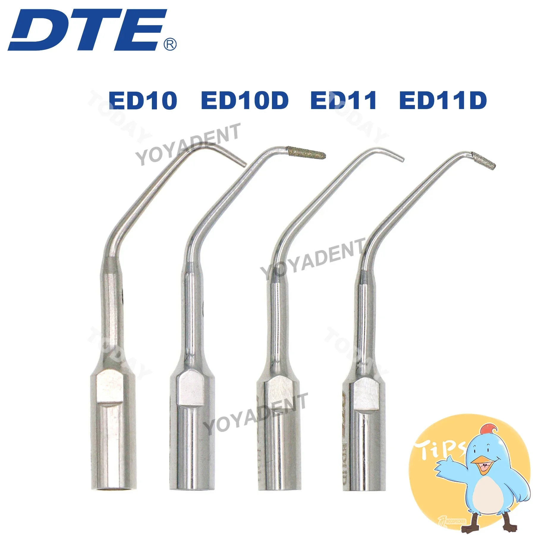 Woodpecker DTE Dental Ultrasonic Scaling Tips ED10 ED10D ED11 ED11D Root Canal Softly Treatment Fit SATELEC NSK Diamond Coated