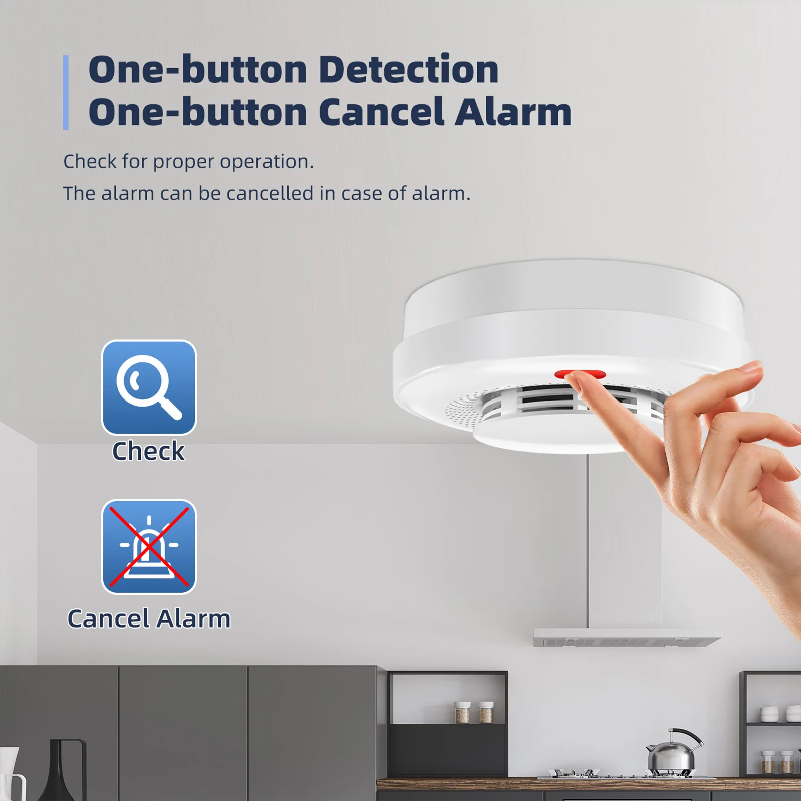 Smoke Detector  Alarms 360 Degree Detection High Sensitivity Sensing 433 Wireless   Alarm Auto-Check for Home RV Hotel  Air