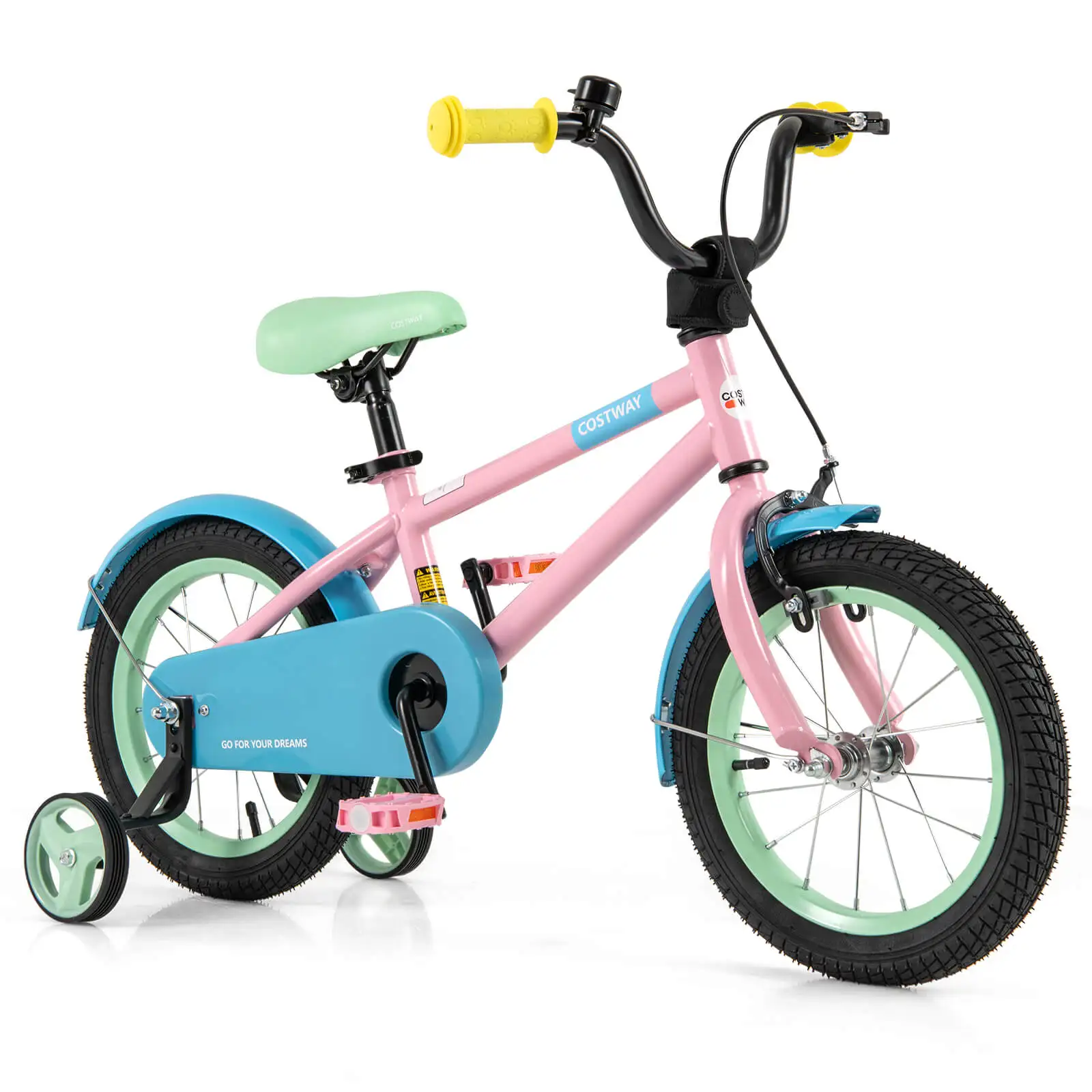 

14" Kids Bike w/Adjustable Saddle Handlebar Removable Training Wheels Handbrake