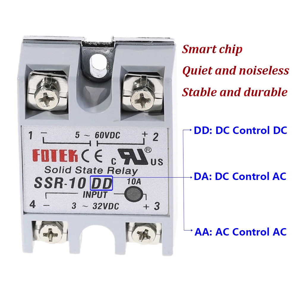 Solid State Relay SSR-10DD SSR-25DA SSR-40DA SSR-40AA SSR 10A 25A 40A 60A 80A 100A DD DA AA Module for Temperature Control