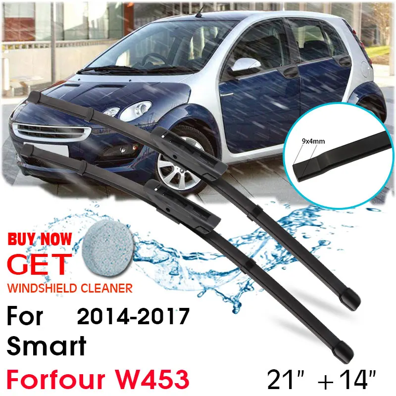 

Car Blade Front Window Windshield Rubber Silicon Refill Wiper For Smart Forfour W453 2014-2017 LHD / RHD 21"+14" Car Accessories