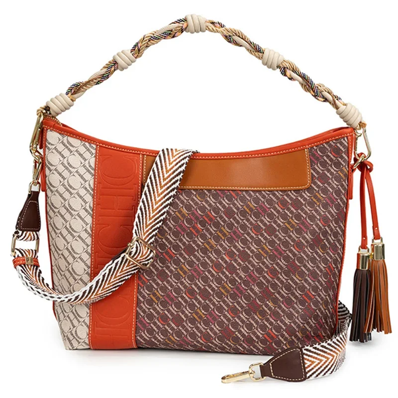 

CH Fashion Women's Handbag Splicing Design Dual purpose 2025 New Large Capacity Commuter Large Capacity Commuter Women's Shoulde