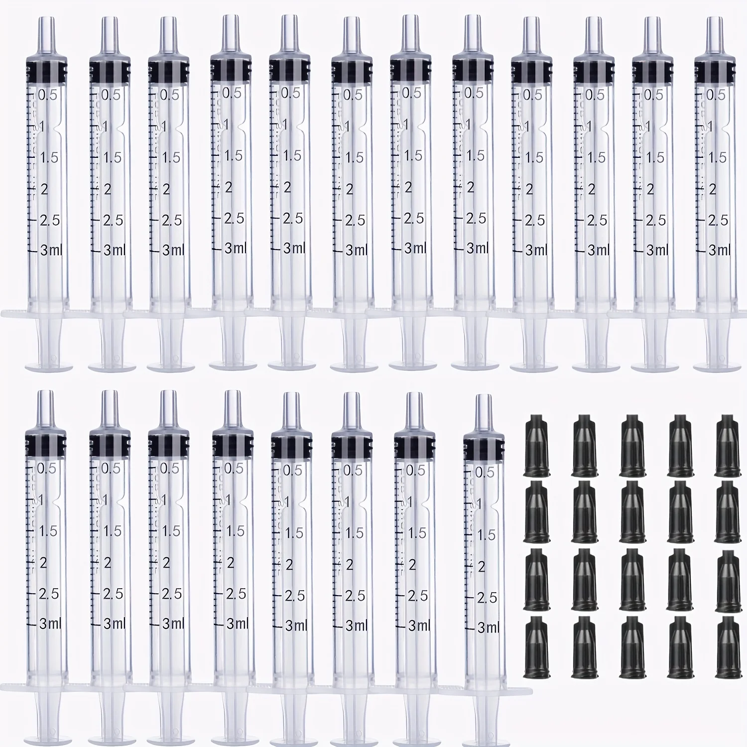 20 Stück 1 ml/3 ml/5 ml/10 ml Spritze mit Kappe, für Klebstoff, Flüssigkeitsverteilung und -messung, Tierfutter, Nachfüllen von Tintenpatronen usw. – Detail 3