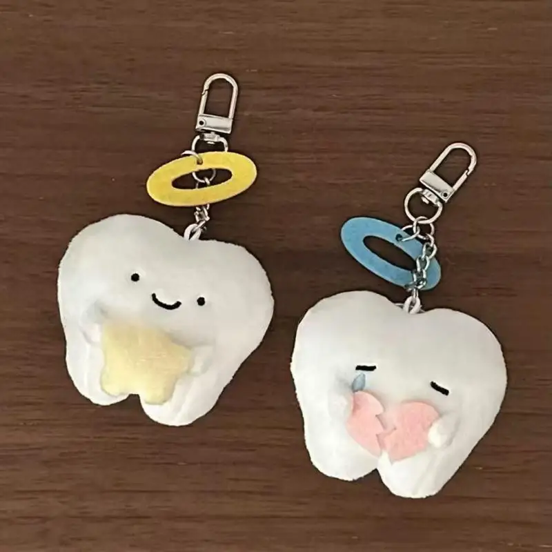 Cute Creative Tooth Wings Plush Doll Toy Kawaii Plush Cartoon Doll Keychain Backpack Pendant Bag Decoration Accessories Gifts