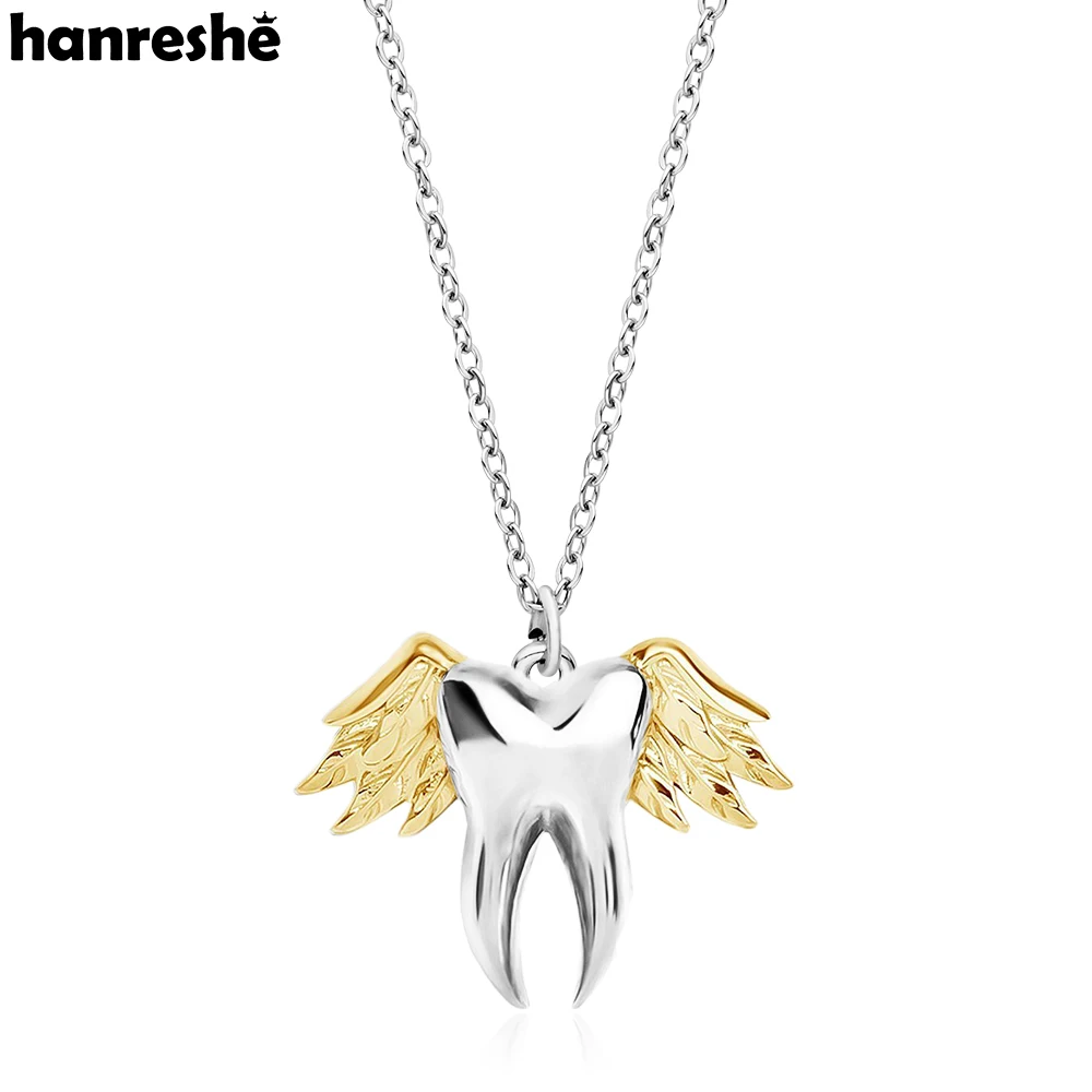 

Hanreshe New Angel Tooth Medical Necklace Dental Dentist Exquisite Teeth Dangle Pendant Choker Jewelry for Women Girls