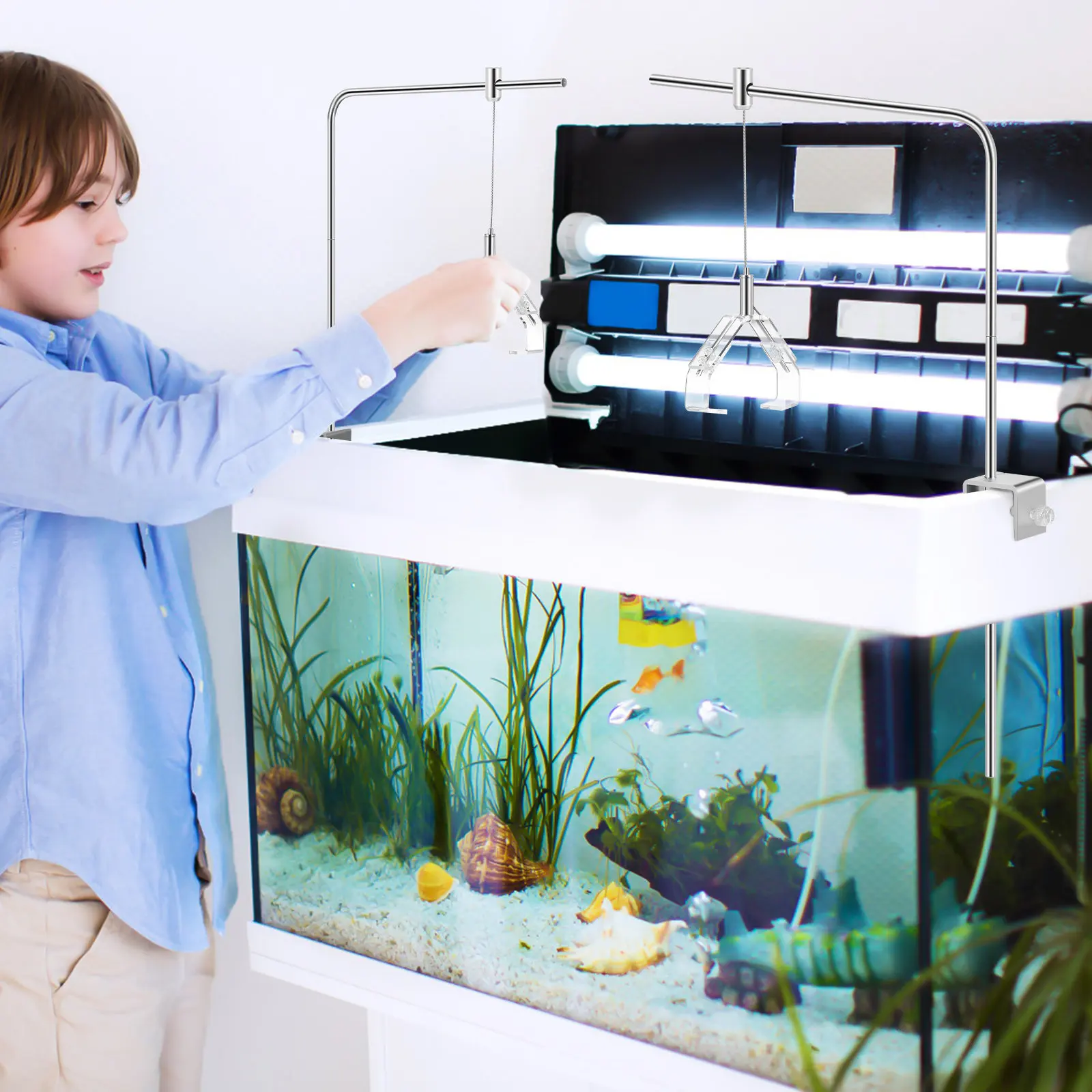 

Комплект из 2 алюминиевых регулируемых кронштейнов для аквариумных светильников, подходит для различных размеров аквариумов, крепление для освещения