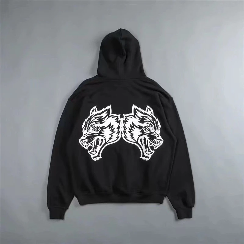 سويت شيرت وولف هيد تيري للياقة البدنية وكمال الأجسام من القطن الناعم ورأس الذئب بمقاسات أوروبية أمريكية للياقة البدنية سويت شيرت رياضي #1