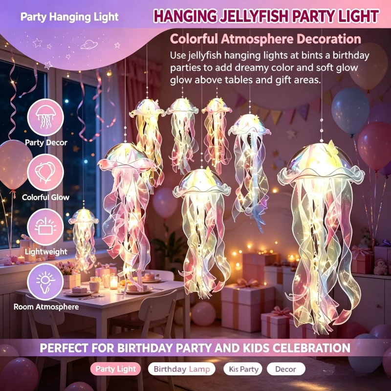 Colorful Atmosphere Light Portable Jellyfish Lamp Home Decor Living Room Wall Night Ambient Lighting Children Baby Nursery