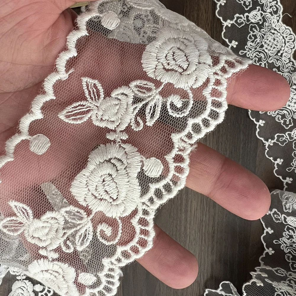 

40Yards Bilateral Rose Cotton Thread Embroidery Mesh Lace,DIY Garment, Sewing Accessories, Clothing Fabrics Wholesale