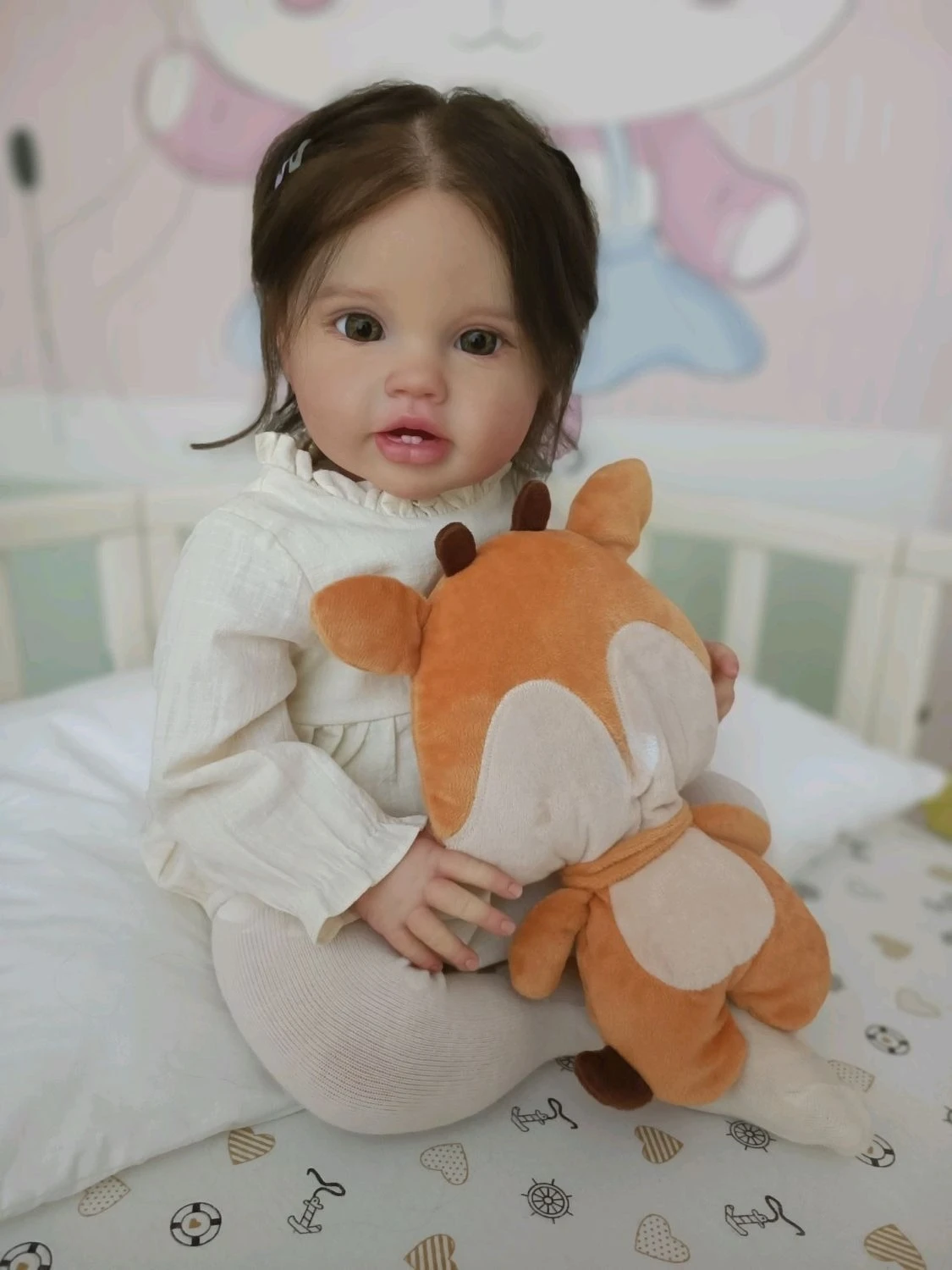 NPK 24'' Handmade Unfinished Reborn Doll Parts Reborn Lotie Lifelike BebeDIY Kit with Hand Root Hair