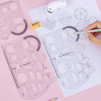 Multifunctionele Geometrische Liniaal Geometrische Tekensjabloon Meetinstrument Voor Schoolstudentenarchitectuur Meetregel