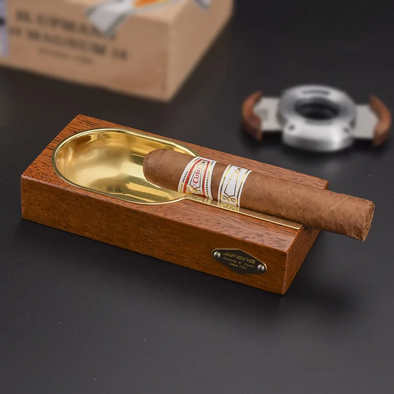 

Wooden Brass Cigar Ashtray Stand Cigar Holder Ashtray Cigarette Cigars Stand Holder Ashtray Ash Tray Single Slot