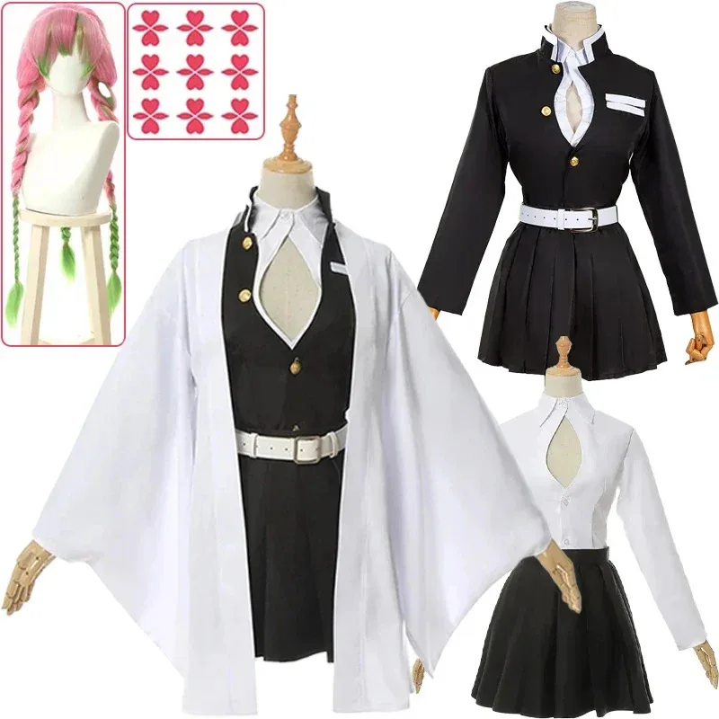 Disfraz de Anime para adultos Demon Slayers Kanroji Mitsuri, disfraz de Cosplay, Kimono, disfraz de Halloween para mujer