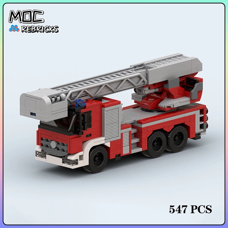 MOC Hot City Series Bricks Deventer Fire Ladder Truck Building Block Model Kits DIY Puzzle Assembling Collect Toys Boy Xmas Gift