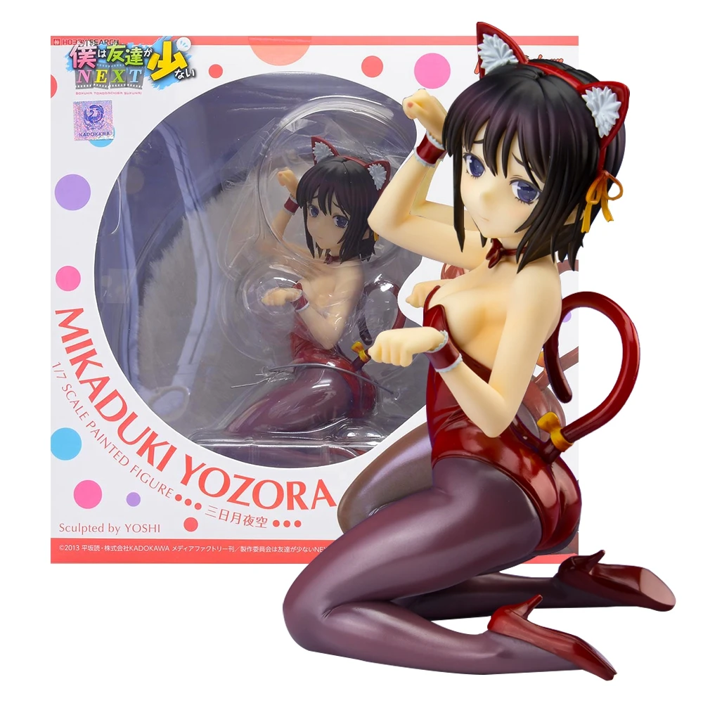 15CM Anime Boku wa Tomodachi ga Sukunai próximo Mikazuki Yozora figura 1/7 disfraz de gato ver arrodillado modelo muñeca de juguete figura Aciton
