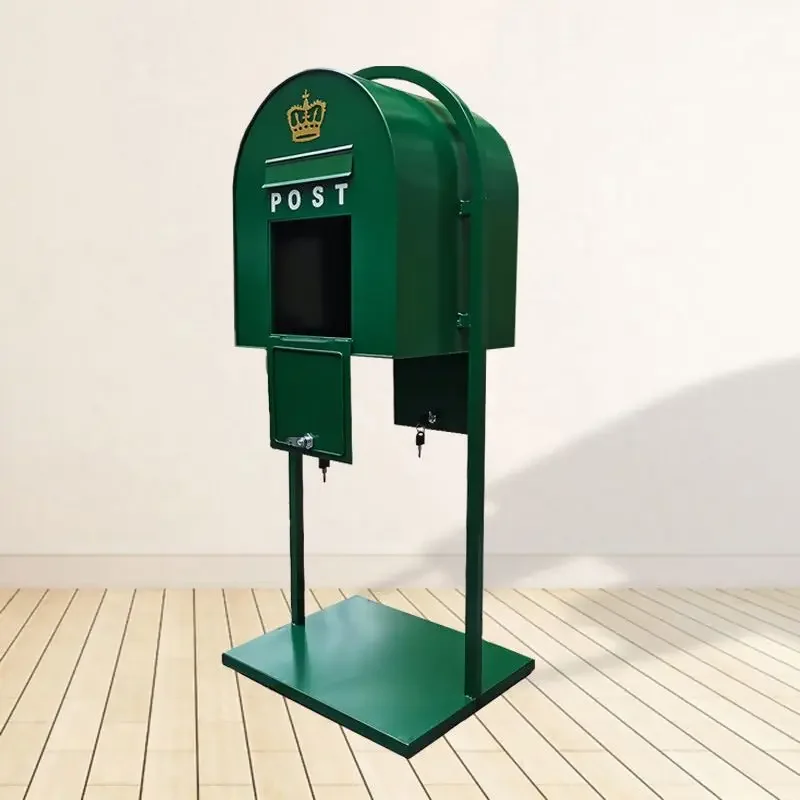 European retro wrought iron mailbox double door metal election voting suggestion box outdoor rainproof floor practical ornament