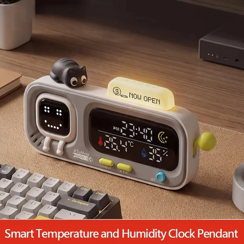 Smart Desktop Temperature and Humidity Clock Electric Digital Home Temperature and Humidity Meter Smart Fun Reminder