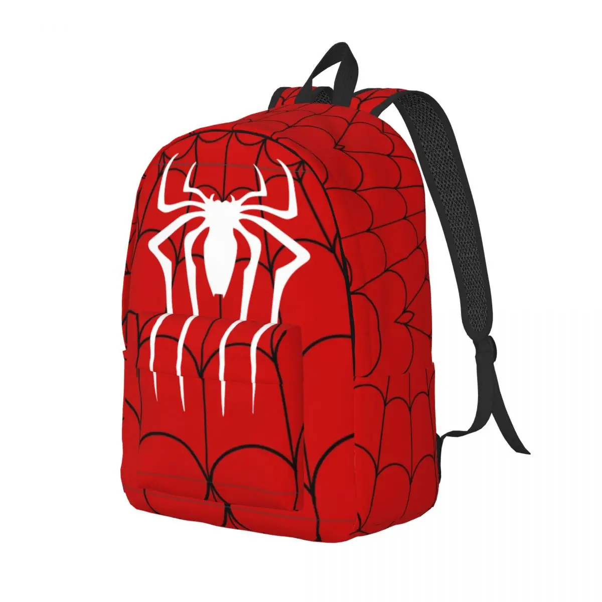 Spider Web Red Backpack Elementary High College School Student Bookbag Teens Canvas Daypack with Pocket