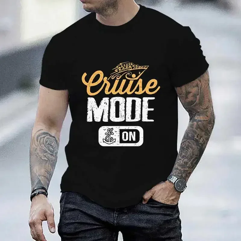 Men\'s Tshirt Fashion Vintage Cruise Mode on Graphic T Shirt Male O Neck T-shirt Oversized Tops Summer Unisex Women Clothing Tees