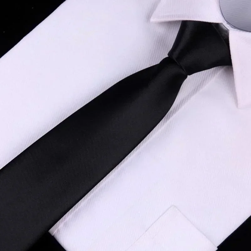 Black Color Fashion Simple Clip on Tie Security Tie Doorman Steward Matte Funeral Tie for Men Women Students Accessories Gifts