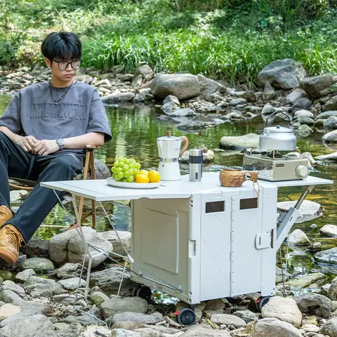 헤비 듀티 접이식 정원 수레 접이식 캠핑 카트 손으로 끄는 유틸리티 트롤리 대용량 해변 마당 캠프 테이블 운반기