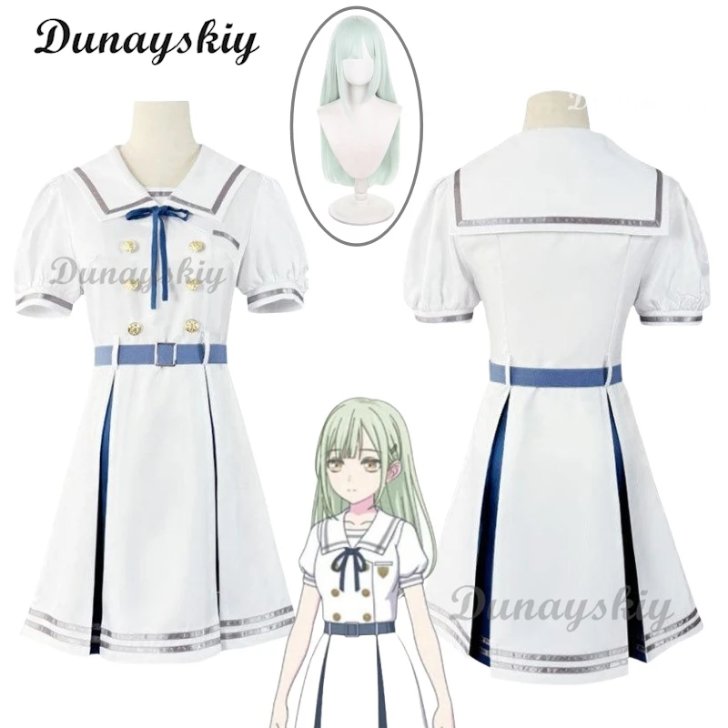 Anime BanG Dream! Ave Mujica Wakaba Mutsumi Cosplay Costume Wig Summer T-shirt Dress School Uniform Woman Kawaii Campus Suit