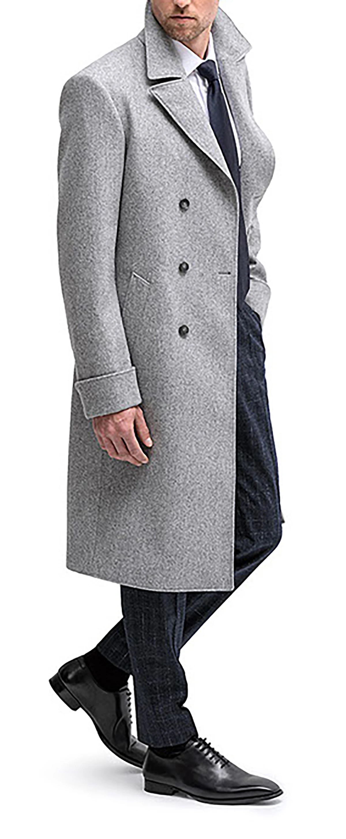 Tweed Long Coats Wool Shawel Lapel Coat Single Breasted 1 Piece OverCoat Tailored