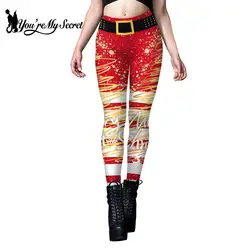 [You're My Secret] Fashion Women Leggings 3D Digital Printing Christmas Leggings Funny Red Sexy Elastic Christmas Skinny Legging