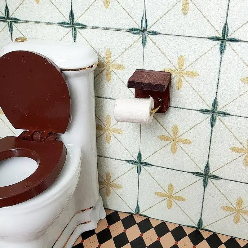 1:12 Dollhouse Mini BathroomTissue Holder-PaperTowelDispenser with RollableToiletPaper,BathroomScene for MiniatureDisplays