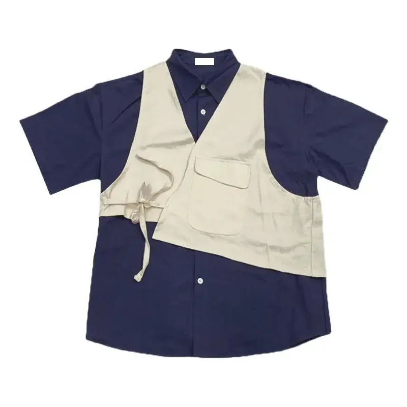 2025 New Fashion Fake Two-piece Shirt Women Japanese Preppy Style Vintage Short-sleeved Shirts Woman