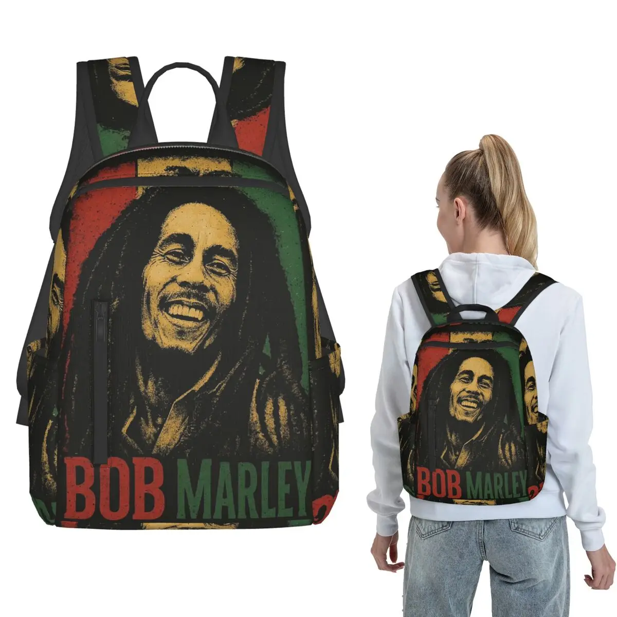 Bob Marley Album Reggae Music Jamaican Style Backpack Large Capacity Boys Girls BookBag School Bag Shoulder Bags for Men Women