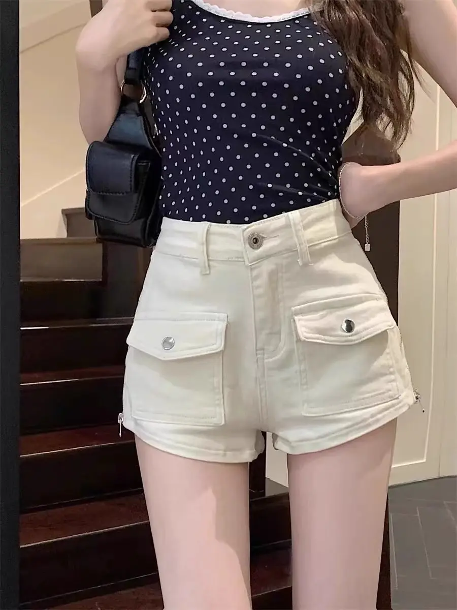 

Youthful Y2k Pocket High Waist Denim Shorts for Women Summer New In Harajuku Fashion Cheap Clothes Zipper Short Jean Pants Woman