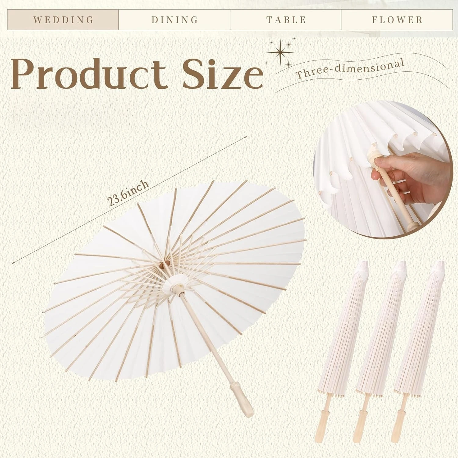 

12pcs White Paper Umbrellas, 23.6 Inch Chinese Japanese Style DIY Umbrellas Decorative Vintage Decor for Wedding Props