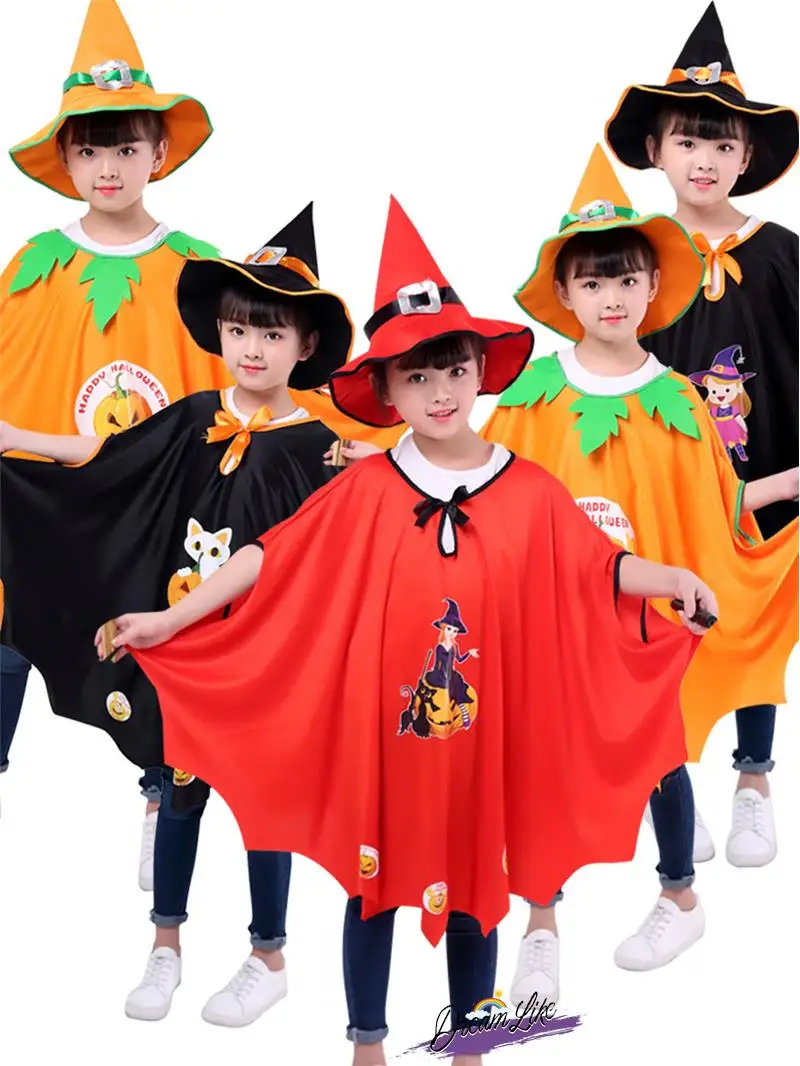 loween Witch Costume Children's Outfit for Girls Boys Toddler Performance Magic Robe Prop Cosplay Set Traditional Hanfu