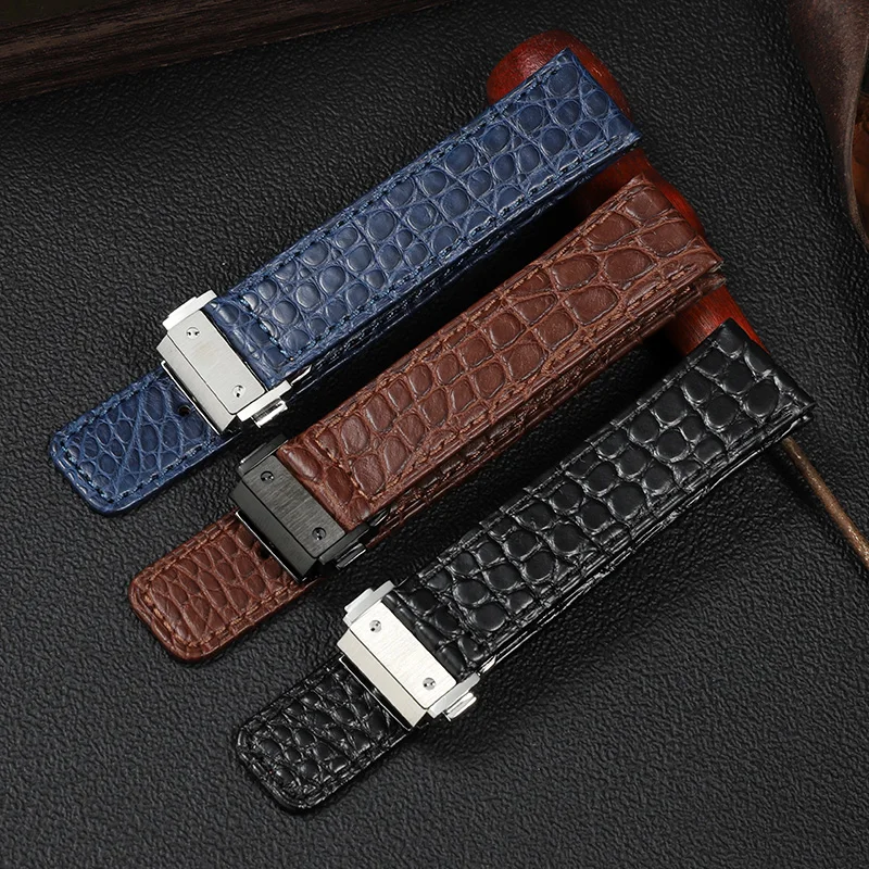 Matched with Omega Pantheon Pilot crocodile leather watch strap with Omega Marine folding clasp and 22mm width