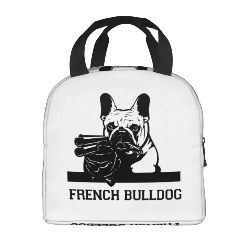 Cute Frenchie Dog Lover Resuable Lunch Box for Women Leakproof French Bulldog Cooler Thermal Food Insulated Lunch Bag School