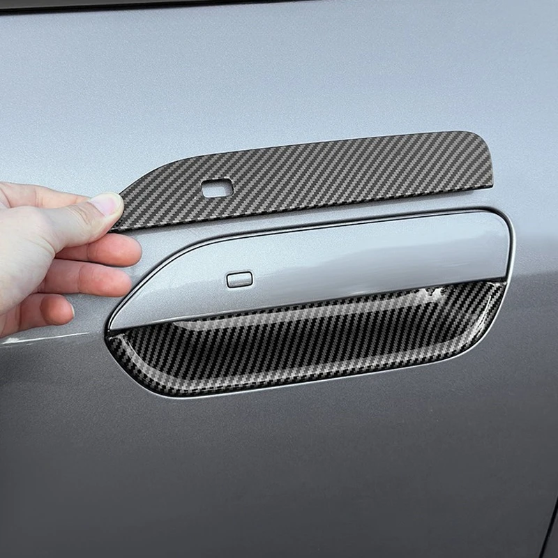 For BYD Yuan UP Pro 2024 2025 Car Door Outside Handle Stickers ABS Carbon Fiber Pattern Door Bowl Protective Stickers Decoration