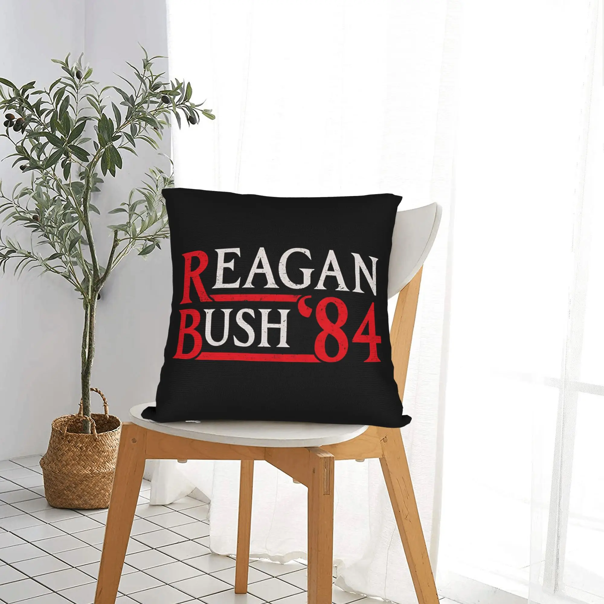 Reagan Bush 84 Square Pillow Cases US Flag Cushion Cover Awesome Zippered Decorative Pillowcase for Car 45*45cm