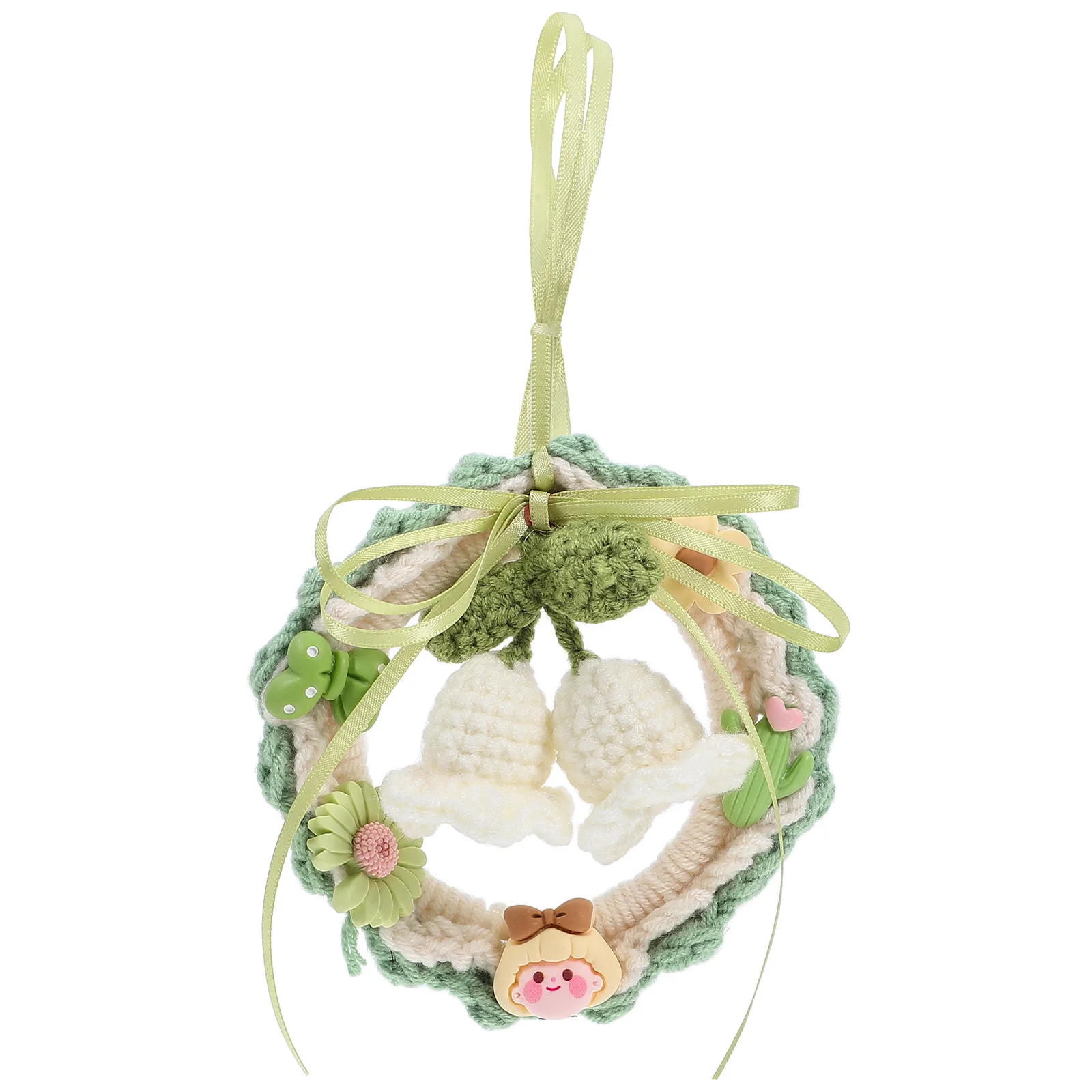 

Вязаный крючком цветок лилии ручной работы, декор для автомобильного зеркала, подвесное украшение, милые аксессуары для зеркала заднего вида для салона автомобиля