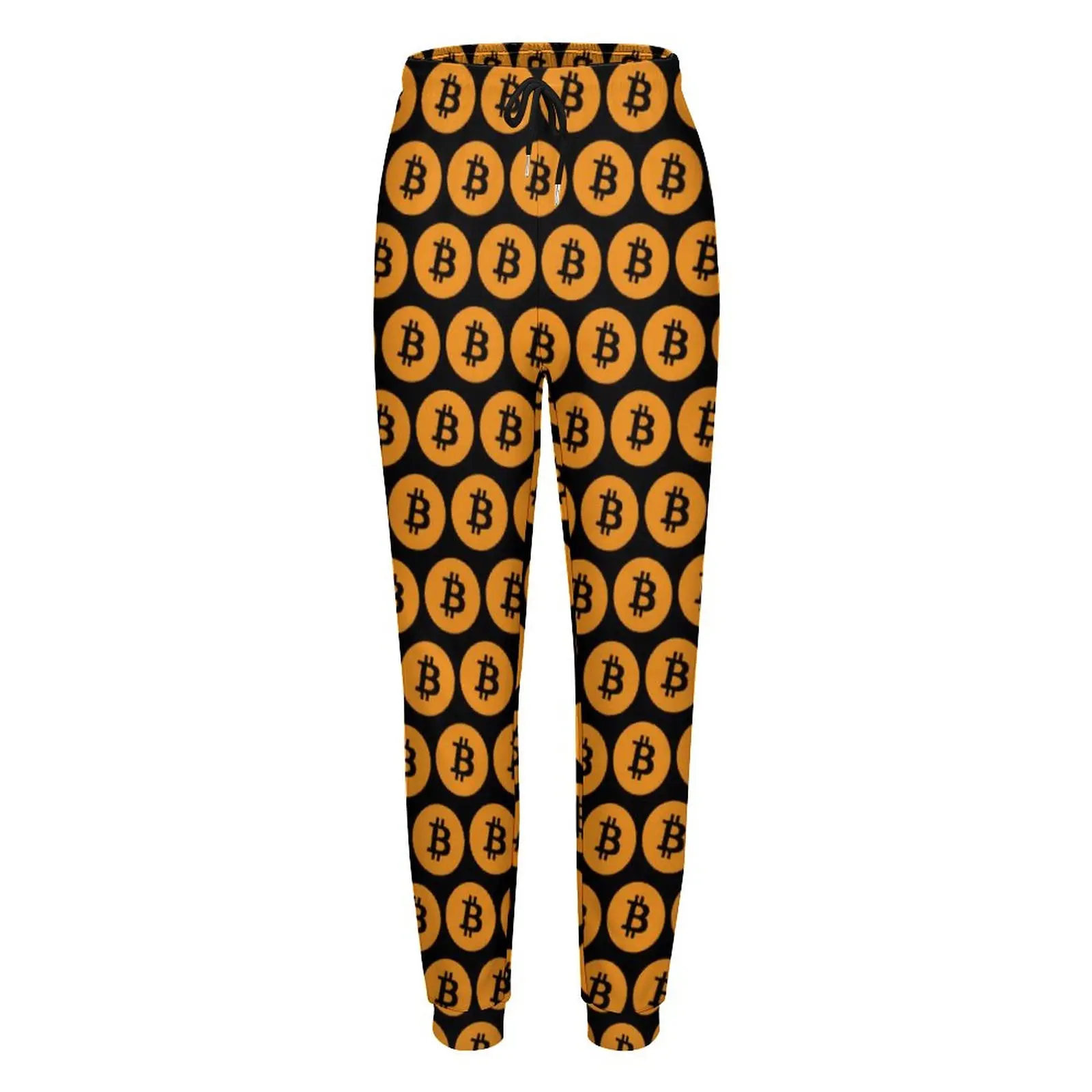 Coole schwarze Bitcoin-Hose, Kryptowährung, Münze, Retro-Oversize-Jogginghose, Frühlingsfrauen, bedruckte koreanische Modehose