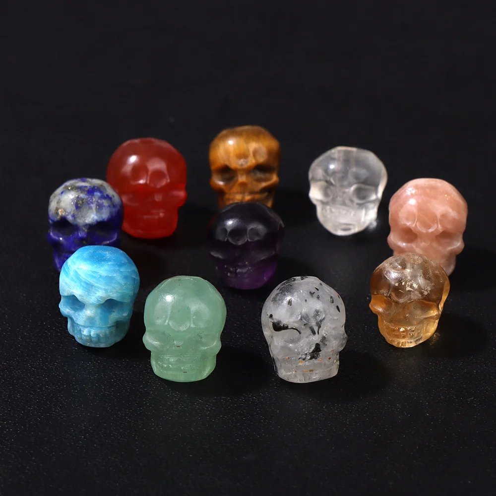 

8-10mm Skull Head Beads with Straight Hole Natural Tiger Eye Amethyst Gothic Charms Bead For DIY Bracelet Necklaces Keychains