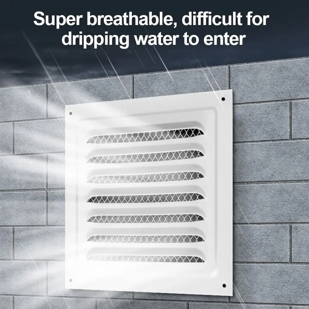 Stainless Steel Metal Vent Cover Built-in Insect Screen Square Louver Air Vents Grille White Black HVAC Vents