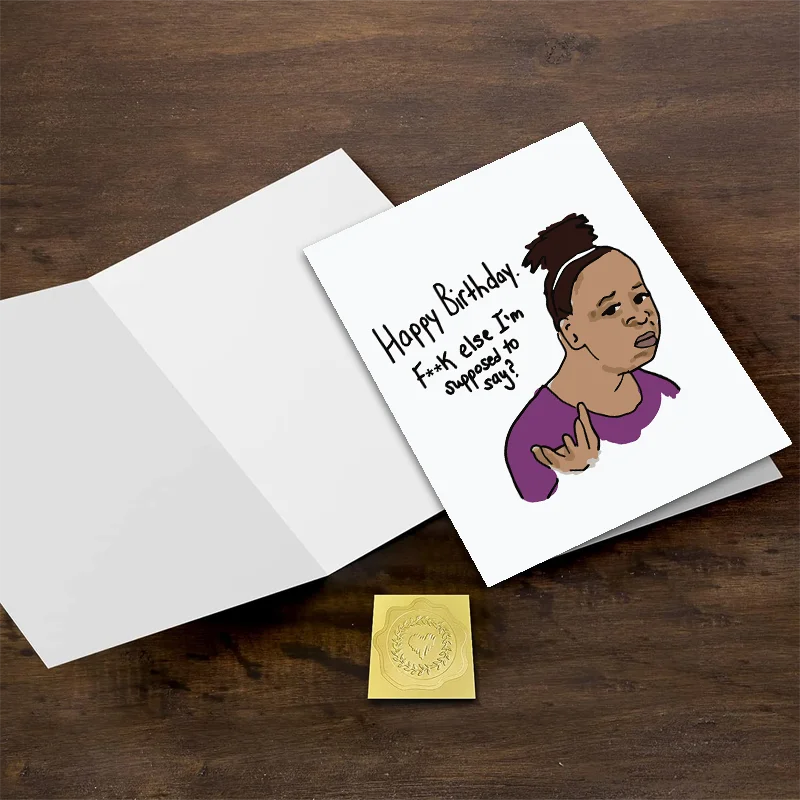 1 pc funny birthday card with interesting girl patterns, creative greeting card, suitable as a unique gift for besties, friends.