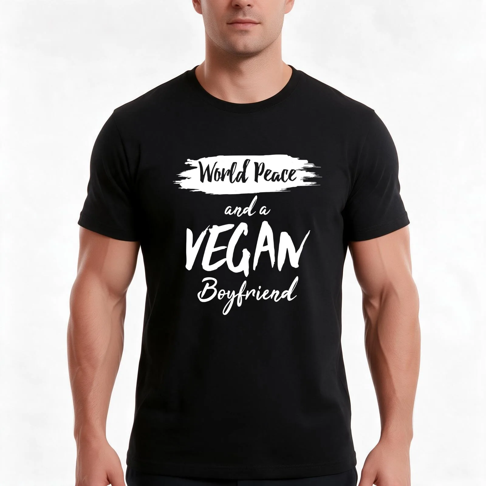 World Peace Vegan Boyfriend Perfect Combination Love Couple Shirt T-Shirt, Summer Casual Cotton Tee, Oversized Streetwear Tops