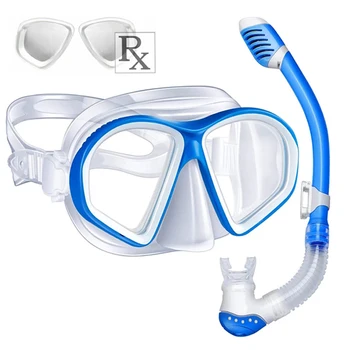 Ensemble d'équipement de plongée en apnée pour enfants, meilleur masque de natation, combo de compétitivité avec lentille optique pour la myopie,-1.5 à-6.0
