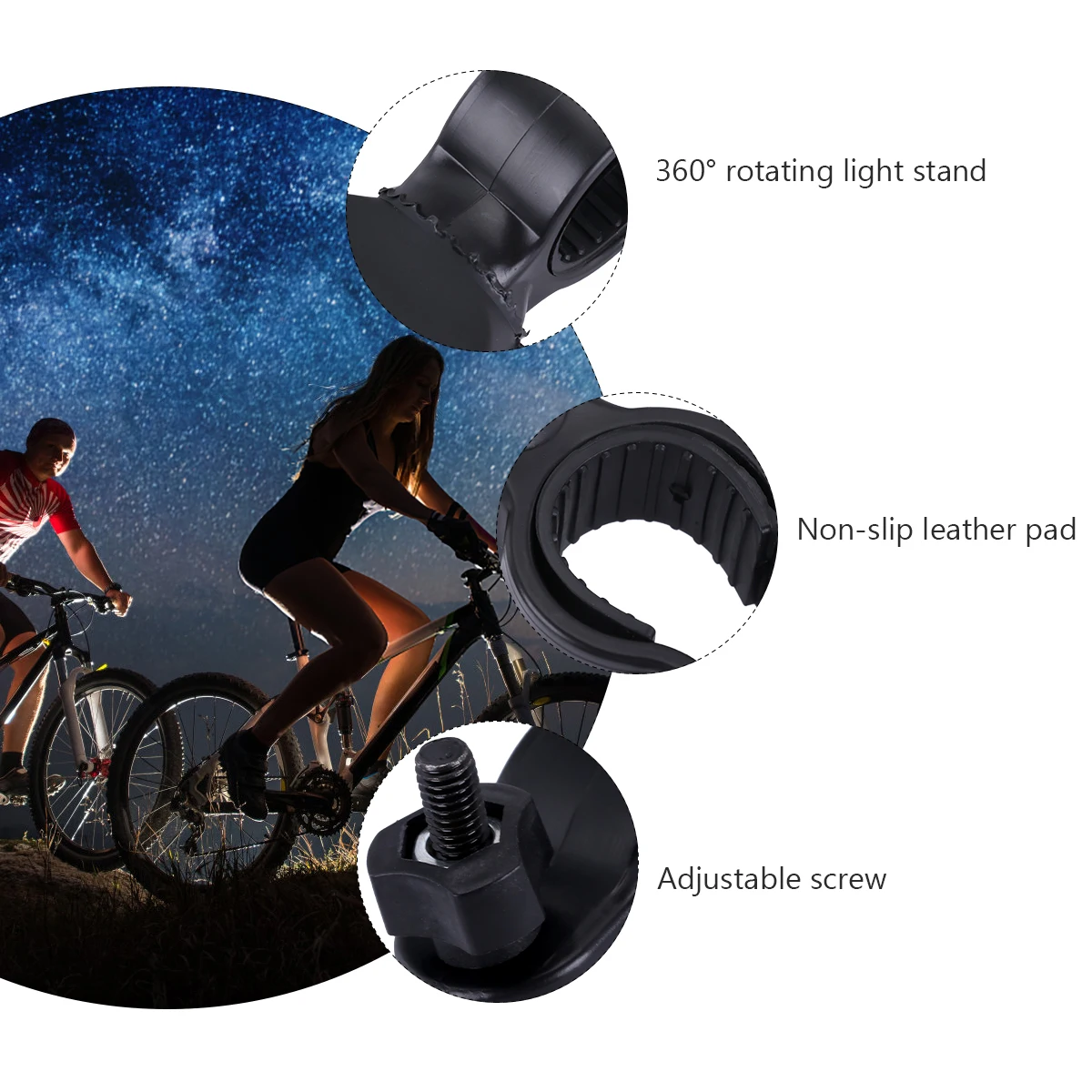 

4 Pcs Bicycle Flashlight Clamp Car Bike Holder Clip Black High Torch Rack